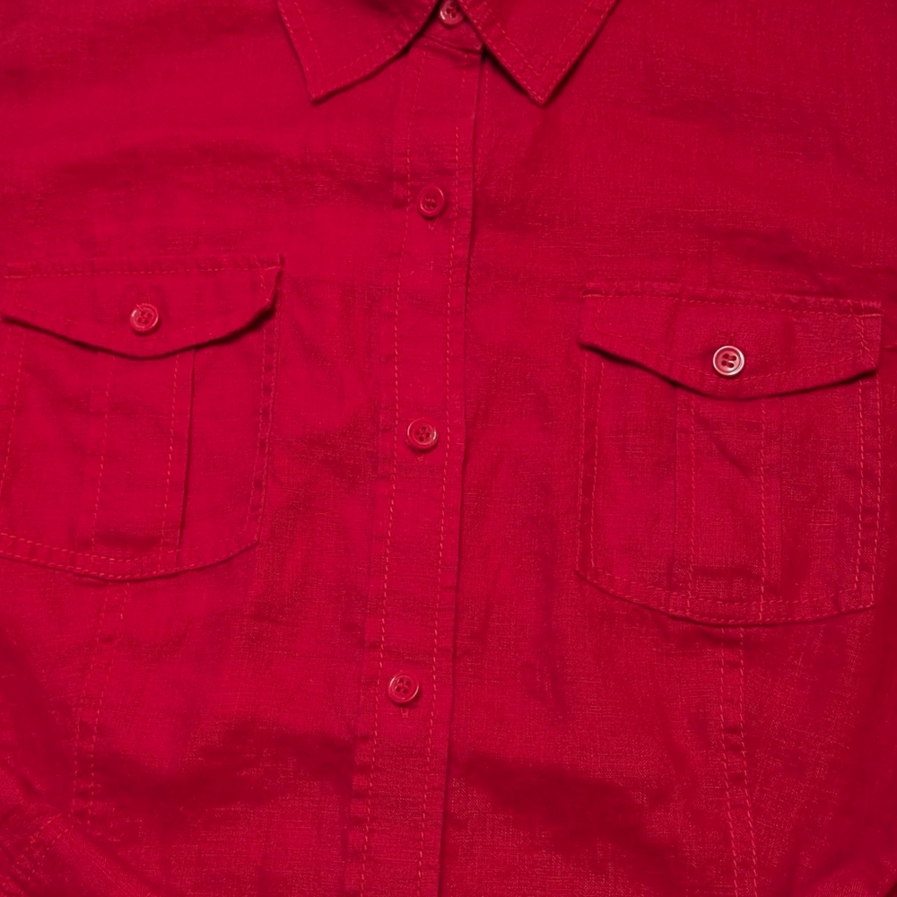 Liz Claiborne Crimson Red Work Shirt Professional Button Up Top XL - Picture 8 of 9